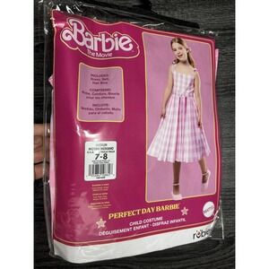 Barbie The Movie Youth‎ Child Medium (7-8) Halloween Costume Dress Hair Bow Belt